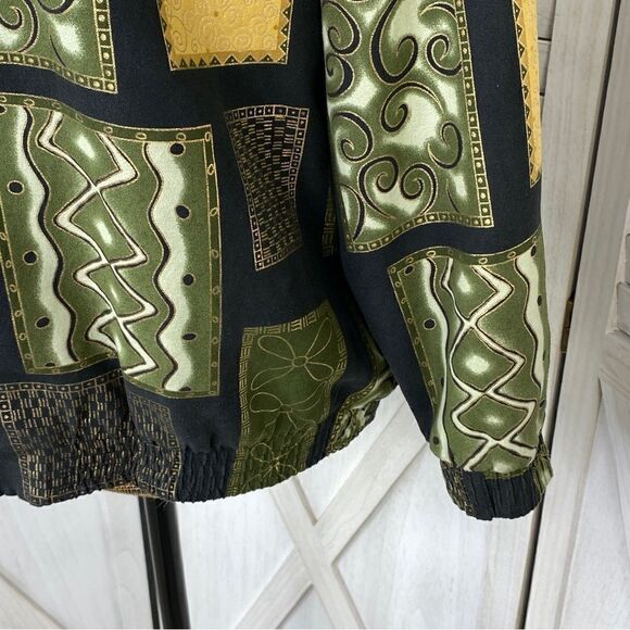 Drapers & Damons Petite Mosaic Tile Print Microfiber Bomber Jacket Black PM - Picture 7 of 14